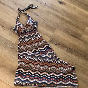 Chevron floral maxi dress